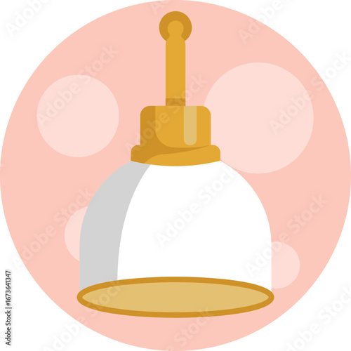 A hanging light fixture suspended from the ceiling, often used for focused illumination.