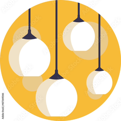 Decorative overhead lighting fixture that hangs down to brighten a room.
