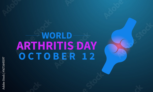 World Arthritis Day is observed globally to raise awareness about arthritis, joint pain, mobility challenges with text inscription October 12. A concept for healthcare and medicine banner design. eps.
