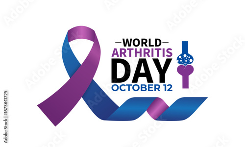 World Arthritis Day is observed globally to raise awareness about arthritis, joint pain, mobility challenges with text inscription October 12. A concept for healthcare and medicine banner design. eps.