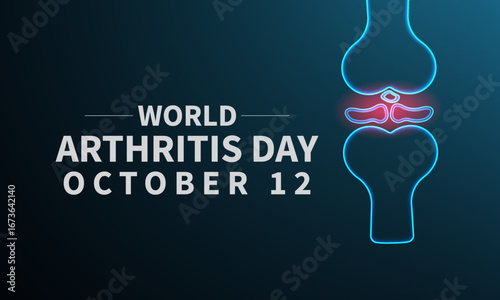 World Arthritis Day is observed globally to raise awareness about arthritis, joint pain, mobility challenges with text inscription October 12. A concept for healthcare and medicine banner design. eps.