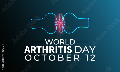 World Arthritis Day is observed globally to raise awareness about arthritis, joint pain, mobility challenges with text inscription October 12. A concept for healthcare and medicine banner design. eps.