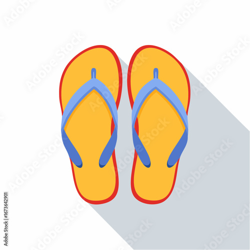 Flat vector illustration of flip flops, summer vacation symbol