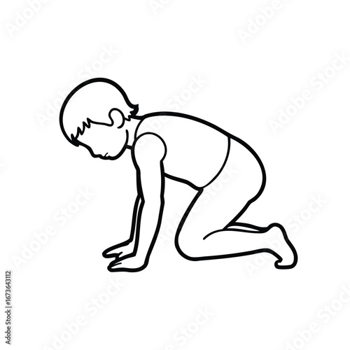 Baby Yoga Pose Line Drawing Illustration