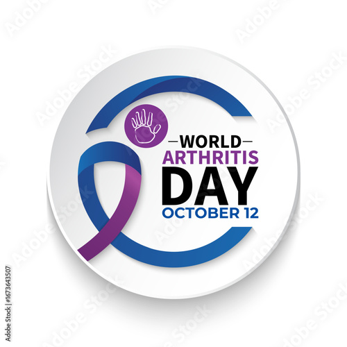 World Arthritis Day is observed globally to raise awareness about arthritis, joint pain, mobility challenges with text inscription October 12. A concept for healthcare and medicine banner design. eps.
