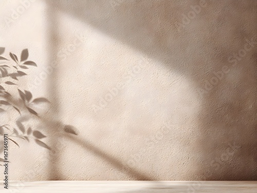 smooth clay plaster wall texture, neutral tone, soft window shadow