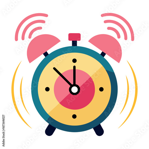 Retro alarm clock ringing loudly with classic design