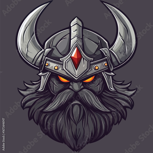 Menacing Dark Horned Beast Head | Aggressive Fantasy Creature Vector Art