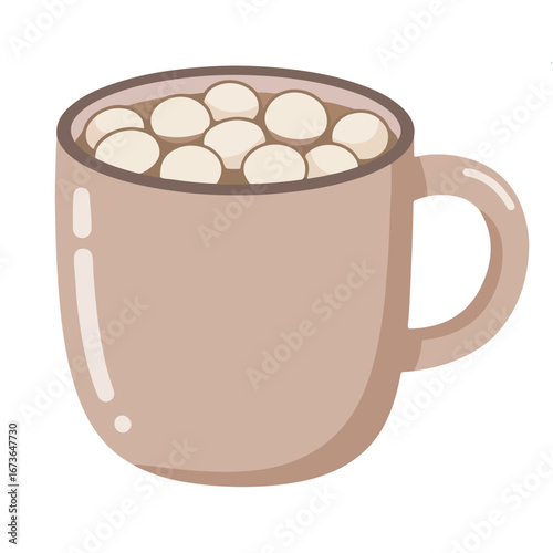 Cozy cup of hot chocolate with marshmallows illustration, perfect for autumn and winter