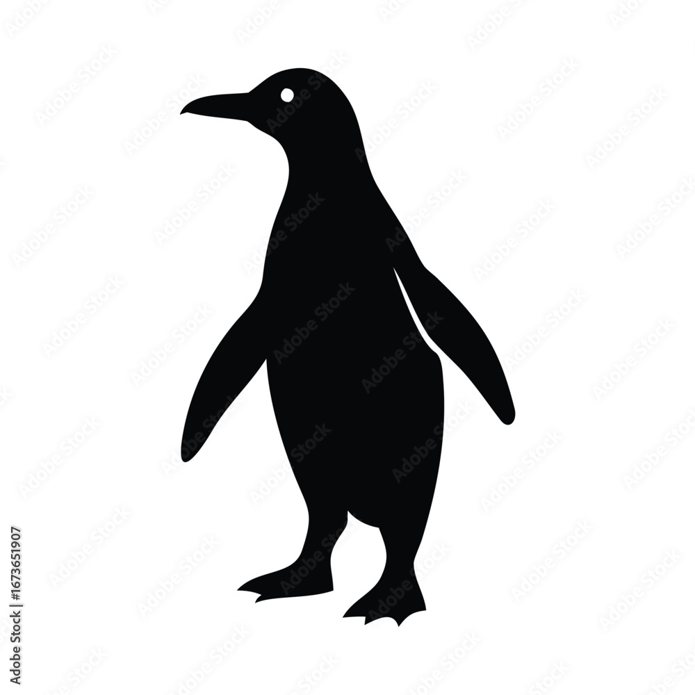 Fototapeta premium Simple black silhouette of a penguin standing