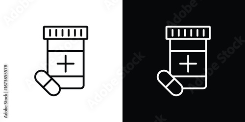 Pill bottle icon Illustration. Vector Graphic. EPS 10