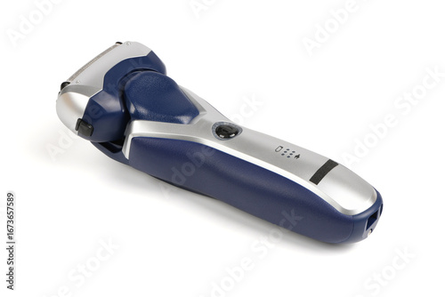 Electric razor. A battery-powered razor on a white background.
