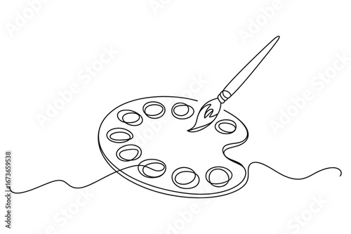 Artistic concept of a painter s wooden palette with a brush ready to mix colors for a creative masterpiece