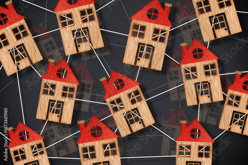 HOMEOWNER ASSOCIATION CONCEPT with residential homes models connected to each other