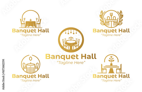 5 Banquet Hall Logo Set Modern Minimalist Elegant Event Design