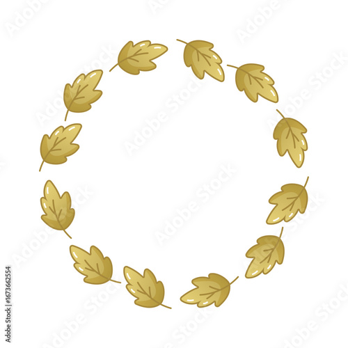 Autumn leaf wreath frame in warm boho style
