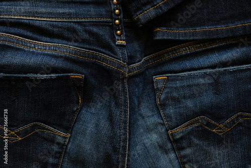 closeup details of denim vintage jeans