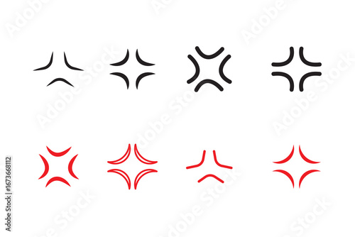 Anger Symbol, Anger Icon. Angry Emoji Sign. Editable Stroke Vector Illustration.