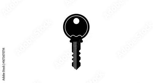 Minimalist black silhouette of a classic key.