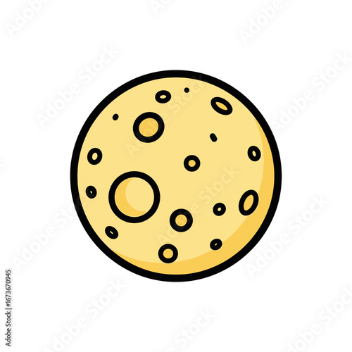 Cartoon Moon with Craters and Black Outline