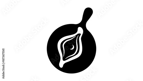 Georgian Adjaruli khachapuri symbol, black isolated silhouette