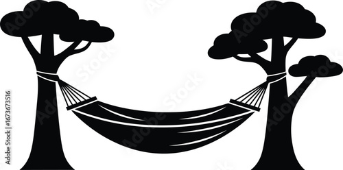 Hammock Between Two Trees in a Park Silhouette