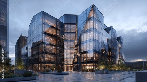 Modern glass building exterior design
