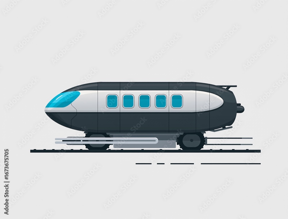 Naklejka premium Futuristic high-speed train running on railway track