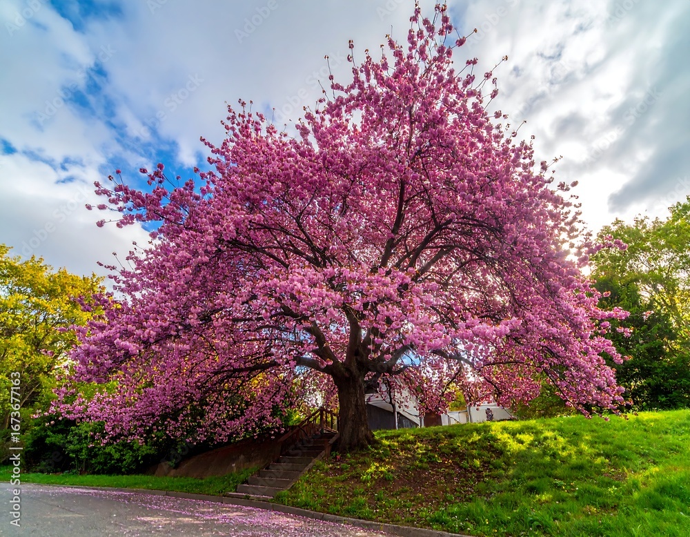 Obraz premium Blossoming Cherry Tree in Spring