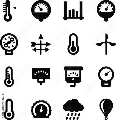 Weather and measurement icons set