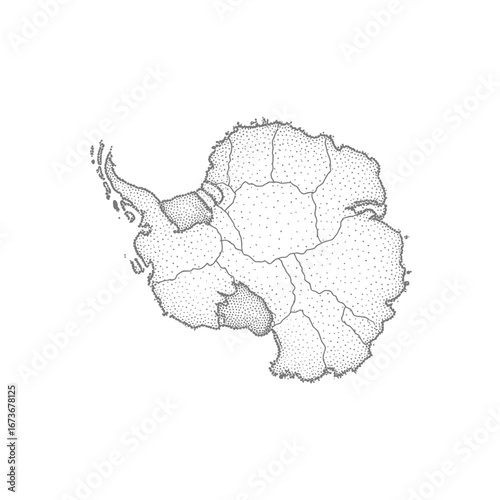 Dotted Map of Antarctica with Regions Highlighted