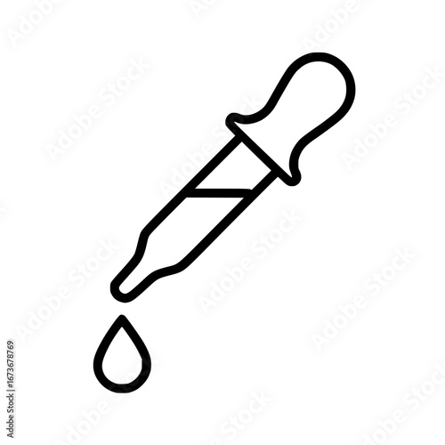 Dropper dispensing a drop of liquid isolated line art drawing
