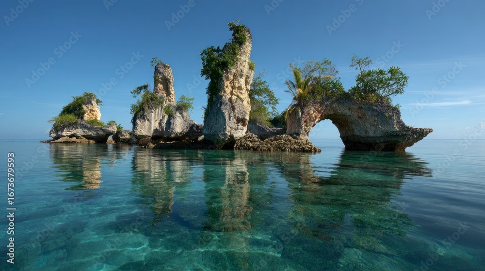 Obraz premium Island rock formations in clear water