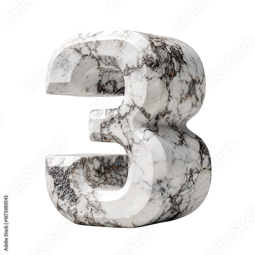 White Marble Number Three 3D Render