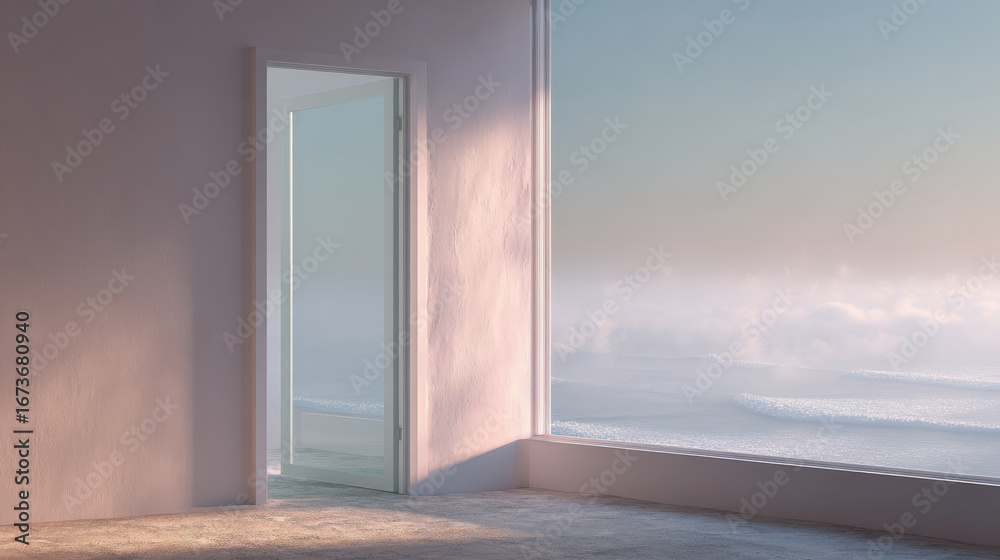Fototapeta premium capture essence of modern architecture with smooth forms glass and wood