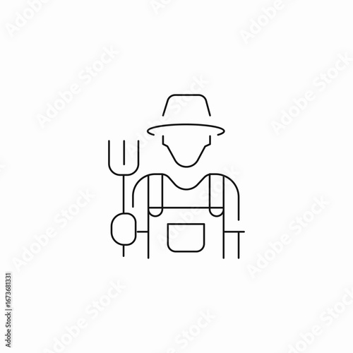 farmer with fork icon sign vector