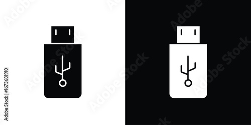 usb drive icon. The black silhouette vector