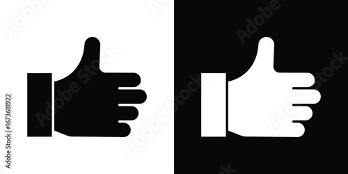 thumbs up icon. The black silhouette vector