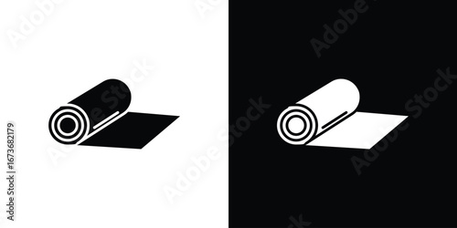 Yoga mat icon. The black silhouette vector