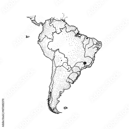 Dotted Line Map of South America