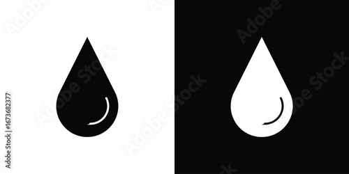 Water drop shape icon. The black silhouette vector