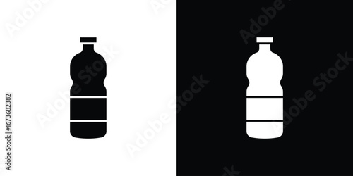 Water bottle icon. The black silhouette vector