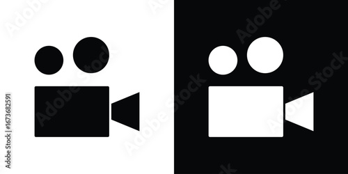 Video icon. The black silhouette vector