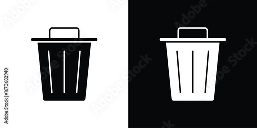 Trash icon. The black silhouette vector