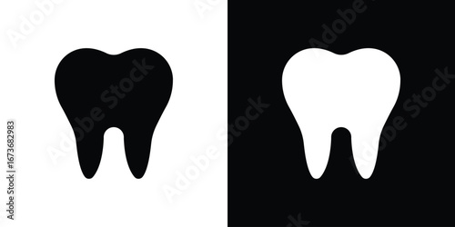 Tooth icon. The black silhouette vector