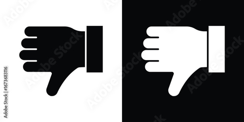 Thumbs down icon. The black silhouette vector