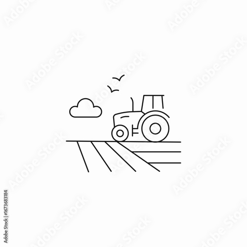 tractor in field icon sign vector
