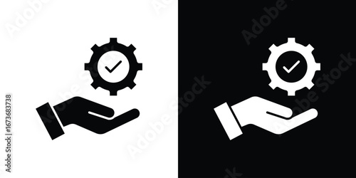 Solution Provide icon. The black silhouette vector