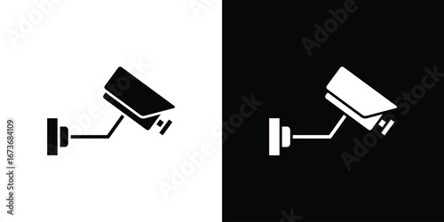 Security camera icon. The black silhouette vector