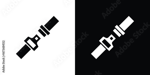 Seatbelt icon. The black silhouette vector